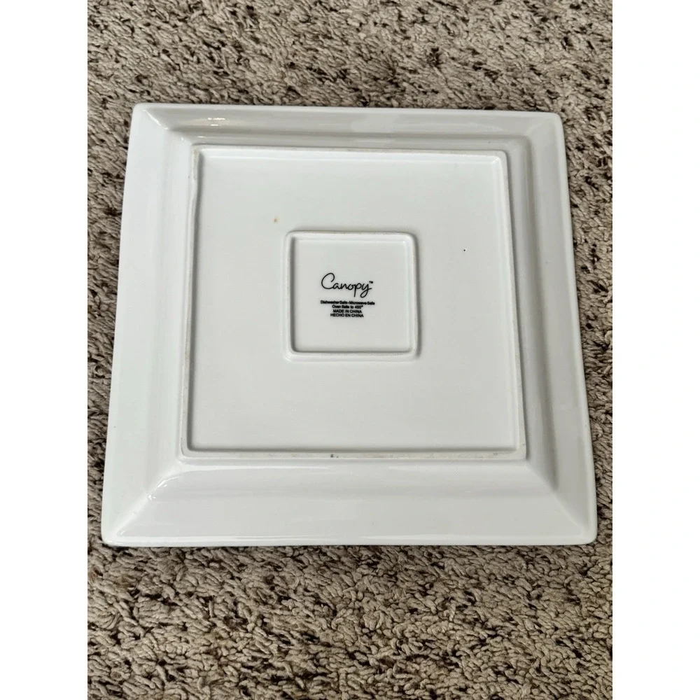 Canopy‎ Square White Dinner Salad Plate Cereal Soup Bowl HEAVY 3 Piece Set